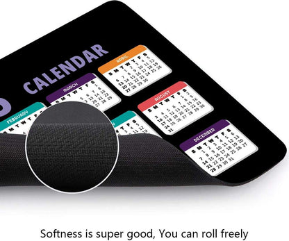 2025 Calendar Black, Computer Mouse Pad with Non-Slip Rubber Base, Mouse Pads for Computers Laptop Mouse 9.6 x 7.9 inch