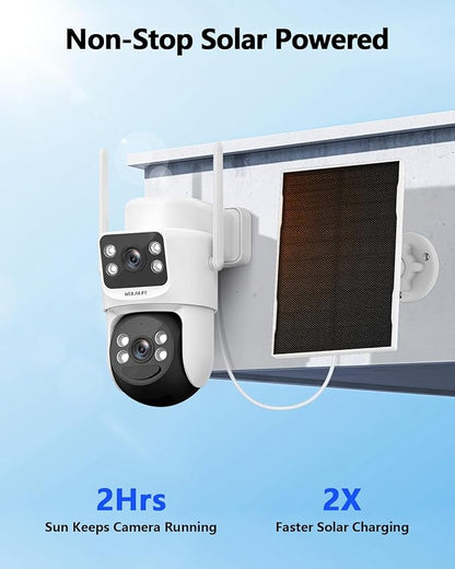 WEILAILIFE 【All-in-One Security System】 Security Cameras Wireless Outdoor, Solar-Powered PTZ Security Camera System, WiFi Home Video Surveillance Systems DVR Kits
