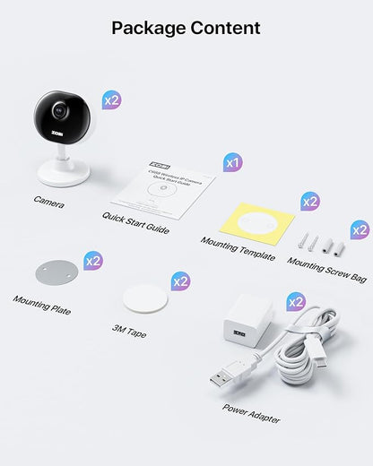 ZOSI Indoor Security Camera, 2Pack 1080P Home WiFi Camera with Phone App, Smart Motion Detection,2 Way Audio, Night Vision,C688 Baby/Pet Monitor,Memory Card/Cloud Storage,Works with Alexa,Plug-in