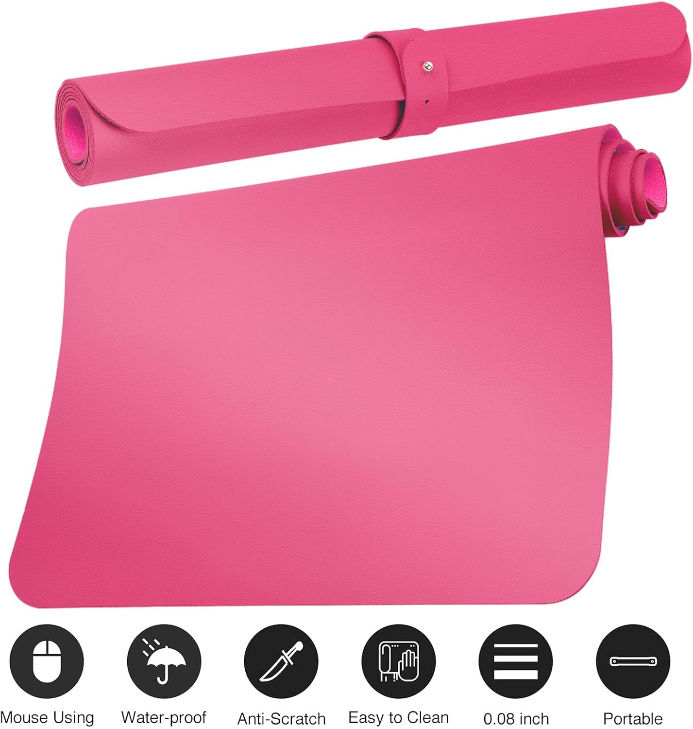 Boutilon Leather Desk Pad Protector,Non-Slip Mouse Pad,Laptop Desk Pad,Office Mouse Mat,Waterproof Leather Desk Blotter,Desk Writing Pad for Office and Home (XXXL-Rose Pink,47"x 24")