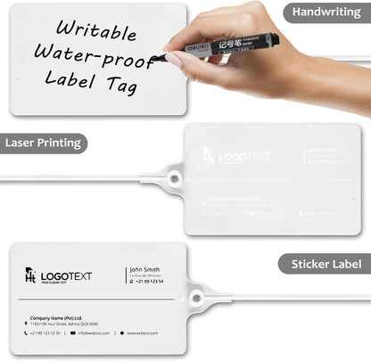 100 Plastic Tags Water Proof Tags for Labeling Shipping Tags Security Tamper Seals Hanging Tags Writable Marker Ties Storage Tag with One Marker Pen (White)