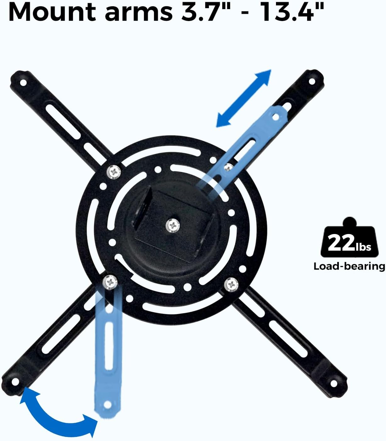 Projector Mount, 55 inch to 79 inch Adjustable Height ,Universal Full Motion Ceiling Bracket 22lb Max Weight and Extendable Arms Tilt Rotating Swivel Mount for Home and Office Projector Black