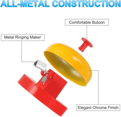 PATIKIL 6 Pcs Desk Call Bell 2.5" Dia with Metal Anti-Rust Construction Yellow/Red
