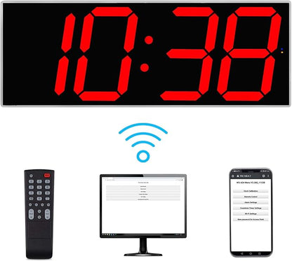 West Ocean Large Smart Digital LED WiFi Wall Clock with 6" Single Digit, Countdown, DST, Multifunction WiFi Smart Digital Wall Clock (Red)