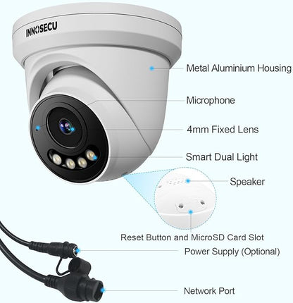 UltraHD 12MP AI PoE Camera @30fps, IP Security Camera Outdoor Waterproof IP67, Smart Dual Light Color Night Vision, 4mm Lens, Two Way Audio, Face Detection, Human/Vehicle Detection,IND12HD99A