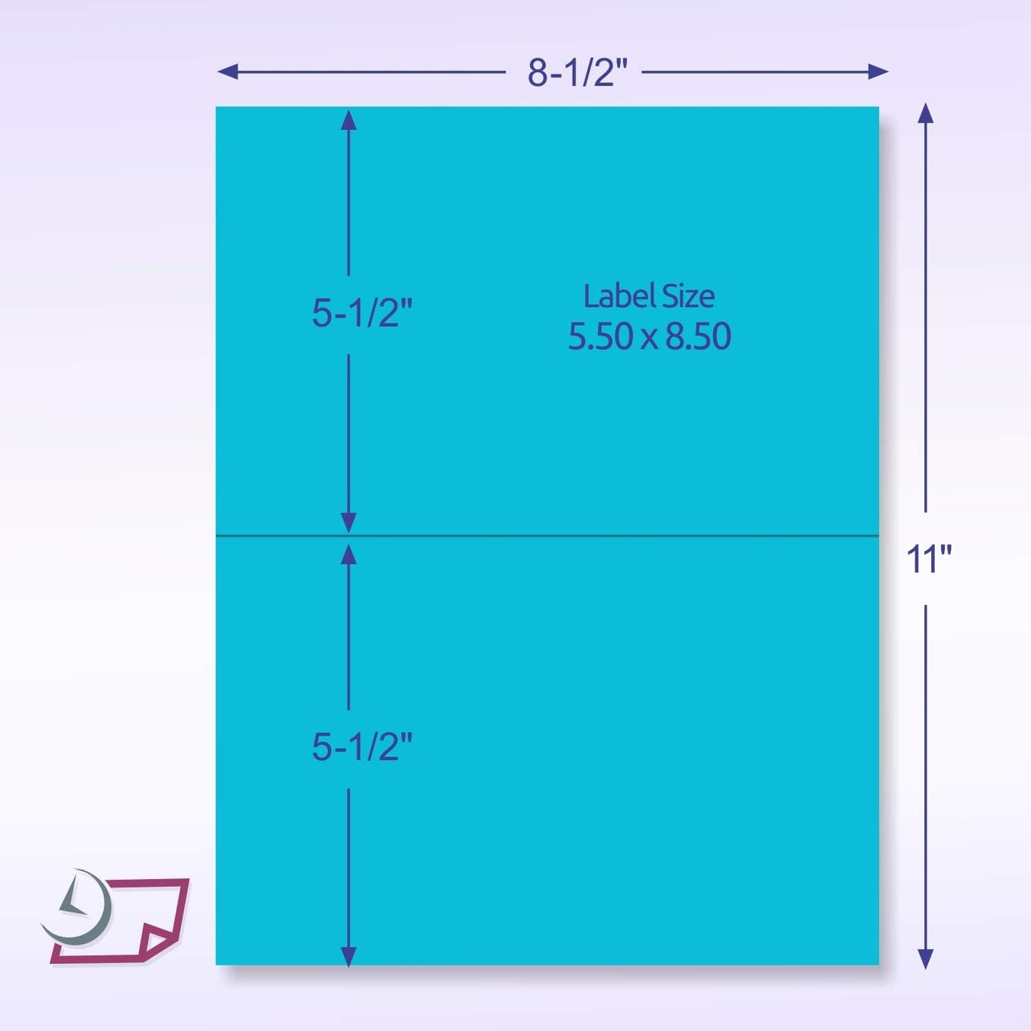 NextDayLabels - 8-1/2 x 11 Neon Color High Light Fluorescent Labels for Laser & Inkjet Printer (Blue Fluorescent, 8-1/2" x 5-1/2" - 2 Per Page | 50 Labels)