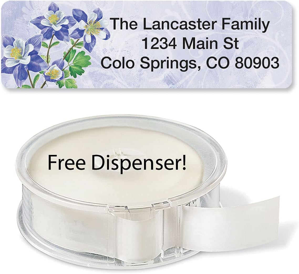 Colorful Images Spring Floral Rolled Personalized Return Address Mailing Labels with Dispenser, Customize with Name & Shipping Address, 250 ¾” x 2½” Self Adhesive, Easy Peel Label Roll