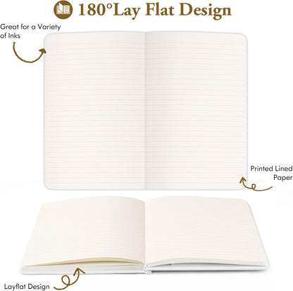 Huhuhero Notebooks Journal, Ruled Notebook, Premium Thick Paper Lined Journal, Black Hardcover Notebook for Office Home School Business Writing Note Taking Journaling, 5"×8.25" (10, Green)