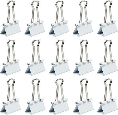JAM PAPER Colorful Binder Clips - Medium - 1 1/4 Inch (32 mm) - White Binderclips - 15/Pack