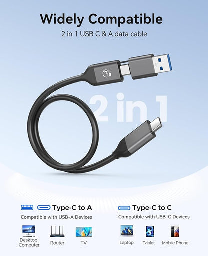 ORICO Portable SSD 2 TB with 2 in 1 USB C Cable, External Solid State Drives, Up to 460MB/s, Status Indicator, Reliable Storage for USB-C Smartphone, Tablet, PC - B5PLUS