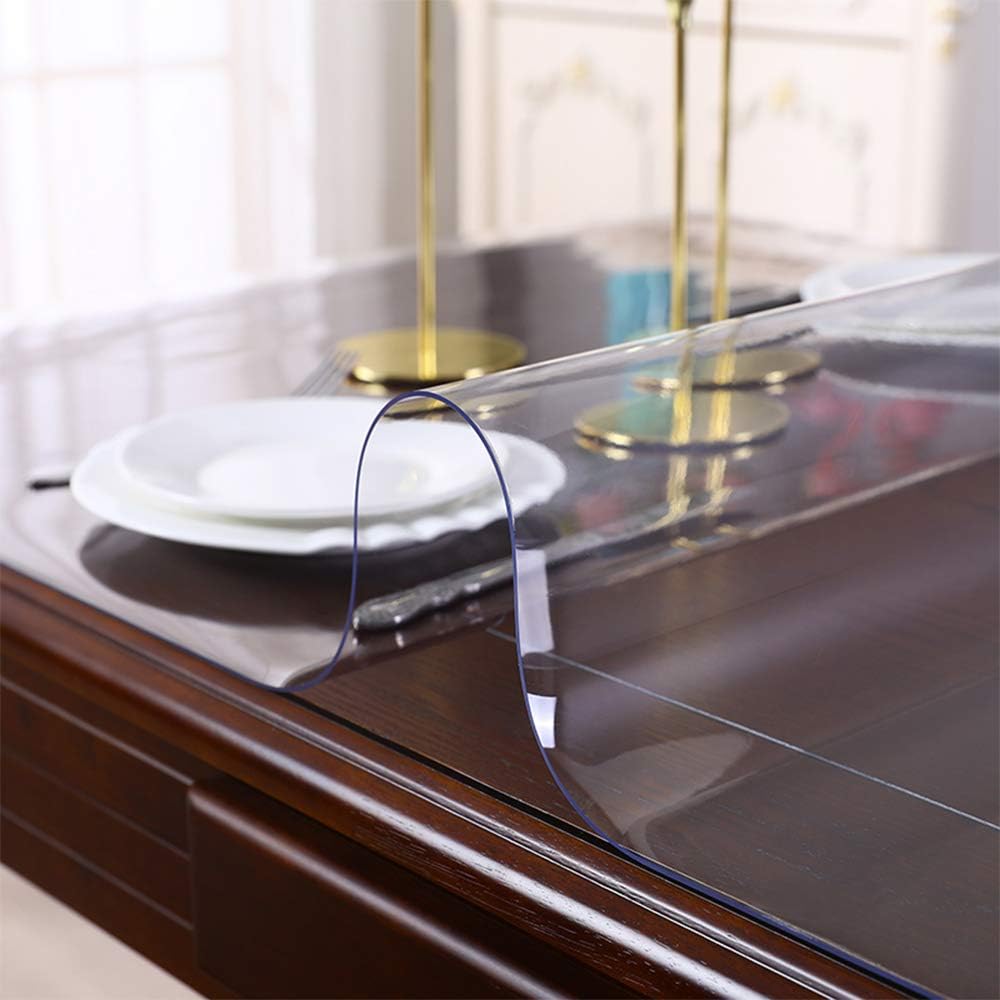 Square Table Protector Mat 17x17 In -1.5mm Thick 2pcs Transparent PVC Desk Cover Protector Heavy Duty Plastic Clear Desk Pad Mat for End Table Night Stand Waterproof Wooden Furniture Screen Protection