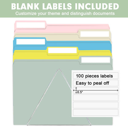 File Folder, RAZCC 100 Pack Colored File Folders, 1/3 Cut Tab File Folder Letter Size, Filing Folders with Tabs for Office School Business Use, Assorted 10 Colors