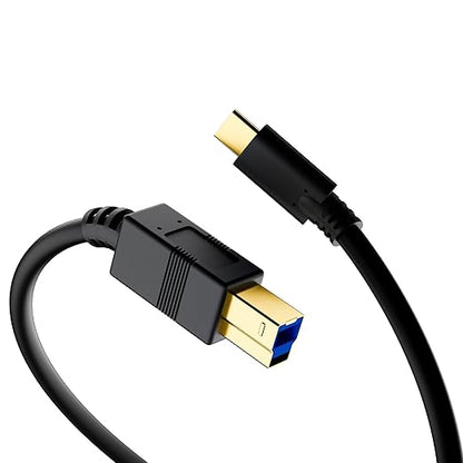 USB C to B 3.0 Cable 4 FT, USB-C-Male to USB B-Male 3.0 Cable, Gold-Plated Connectors, Compatible with Docking Station, External Hard Drivers, Scanner, Hard Drive Enclosure, Built-in Hub & More, Black