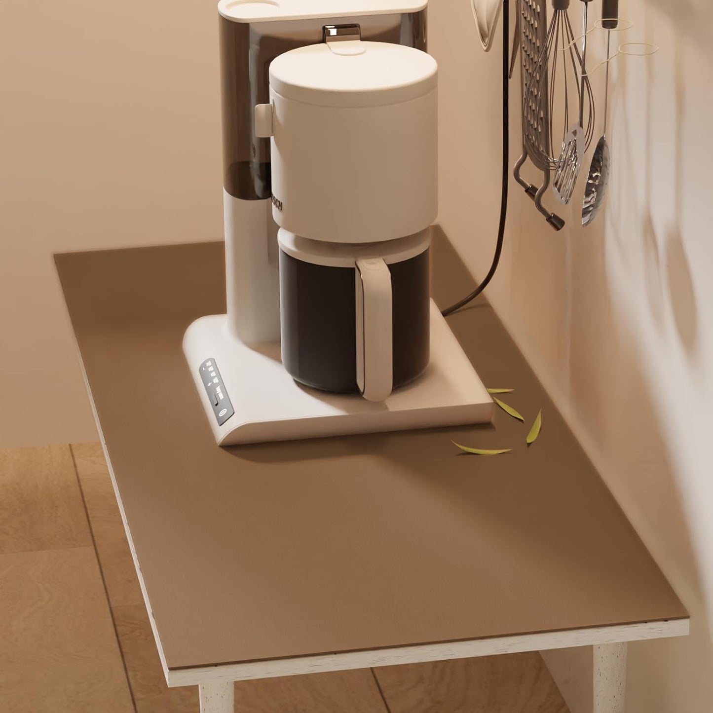 Leather Desk Mat,1.8mm Thick,15.75x23.6 Inch Desk Cover,Nightstand Cover,Night Stand Cover for Top,Night Stand Cover,Side Table Cover,Night Stand Mat(Mud Color+Champagne Gold,15.75x23.6)