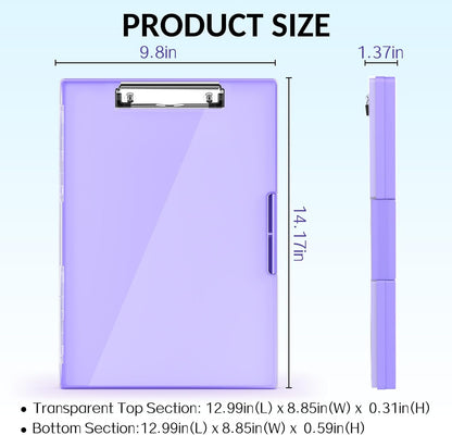 Sooez Clipboard with Storage, Heavy Duty Cleaview Clip Boards 8.5x11 with Dual Storage, Dry Erase Plastic Nursing Clipboard, High Capacity Clipboards Folder for Teacher Nurse, School & Office Supplies