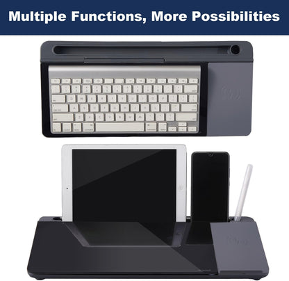 Small Glass Desktop Whiteboard Dry-Erase-Board - Computer Keyboard Stand with Wireless Charger White Board Surface Pad with Drawer, Desk Organizers with Accessories for Office, Home, School Supplies