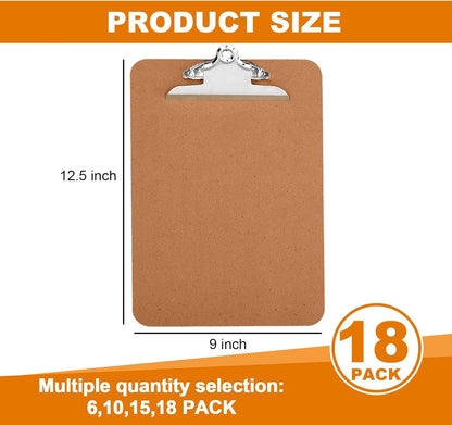 HERKKA 18 Pack Hardboard Office Clipboards - A4 Letter Size, ECO Friendly