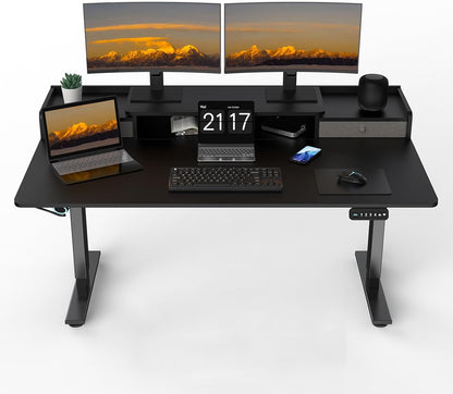63 x 30 Inch Electric Standing Desk with 2 Drawers, Adjustable Height Widened Stand Up Desk with Storage, Sit to Stand Ergonomic Workstation for Home Office, Classic Black