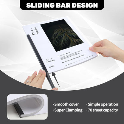 Utron 12 Pack Report Covers, 70 Sheet Capacity Presentation Folders, Clear Report Covers with Sliding Bar, Report Folder for A4 and Letter Size Paper