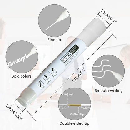 Dry Erase Markers for Black Glass Board, 2-in-1 Magnetic Chalkboard Spray Eraser & Washable Reversible Dual Tip Liquid Chalks - Bullet & Fine Point for Window Acrylic Refrigerator