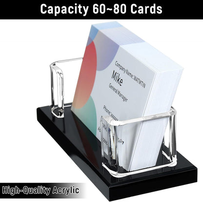 2 Pcs Acrylic Business Card Holder, Clear Black Acrylic Card Holder, Business Cards Display Stand for Women and Men Desk Accessories Office Home Exhibition , 1 Slot (2)