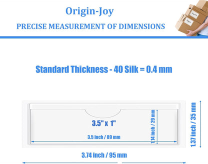 Origin-Joy 35 PCS Self Adhesive Index Card Pockets with Top Open, Clear Plastic Label Holder for Cards of Note, Library and Business, Adhesive Label Pockets & Card Holder (3.5 x 1 inch)