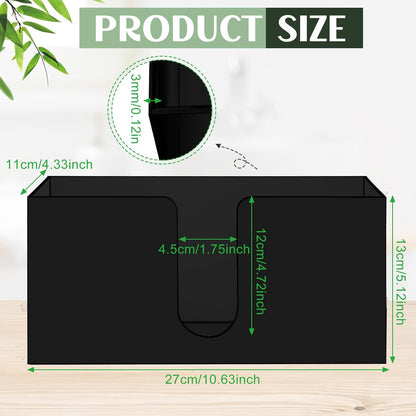 Mumufy 2 Pcs Fold Paper Towel Dispenser Countertop Napkins Dispenser Napkin Holder Multifold Disposable Acrylic Paper Towel for Z or C Fold (Black)