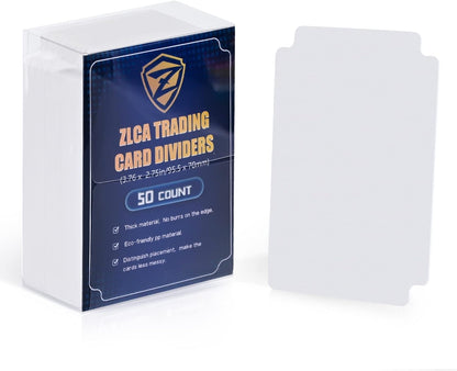 ZLCA 50-Piece Trading Card Dividers with Tabs, Plastic Separator for Storage Box Folder and Games - Baseball, Sports Card, 2.75 x 3.76 Inch (White)