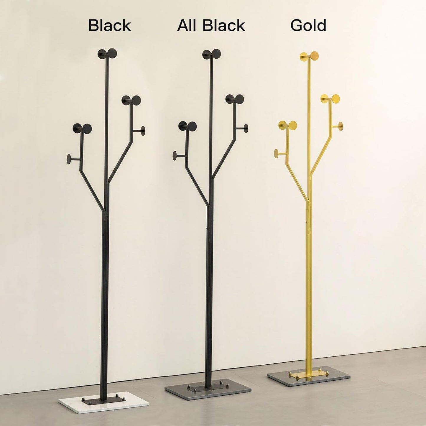 Heavy Duty Coat Rack Tree-shaped Metal Freestanding Coat Tree with Sturdy Marble Base Corner Coat Rack for Bedroom Entryway Hallway 14.96 x 10.24 x 68.9 Inches (Black)
