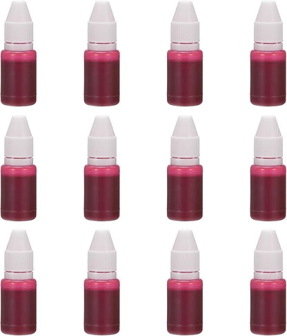PATIKIL 0.33oz Refill Ink for Stamps and Ink Pads, 12Pcs 10ml Stamp Pad Ink Refill for Office Stamp Self Inking Stamp Date Stamp Scrapbooking, Rose Red