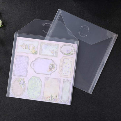 10PCS Large Stamp & Dies Storage Pockets Transparent Plastic Seal Bags Storage Case for Cutting Dies Stencil Background Card Paper Album Stamp Crafts for DIY Scrapbooking Paper Craft Suqare Shape