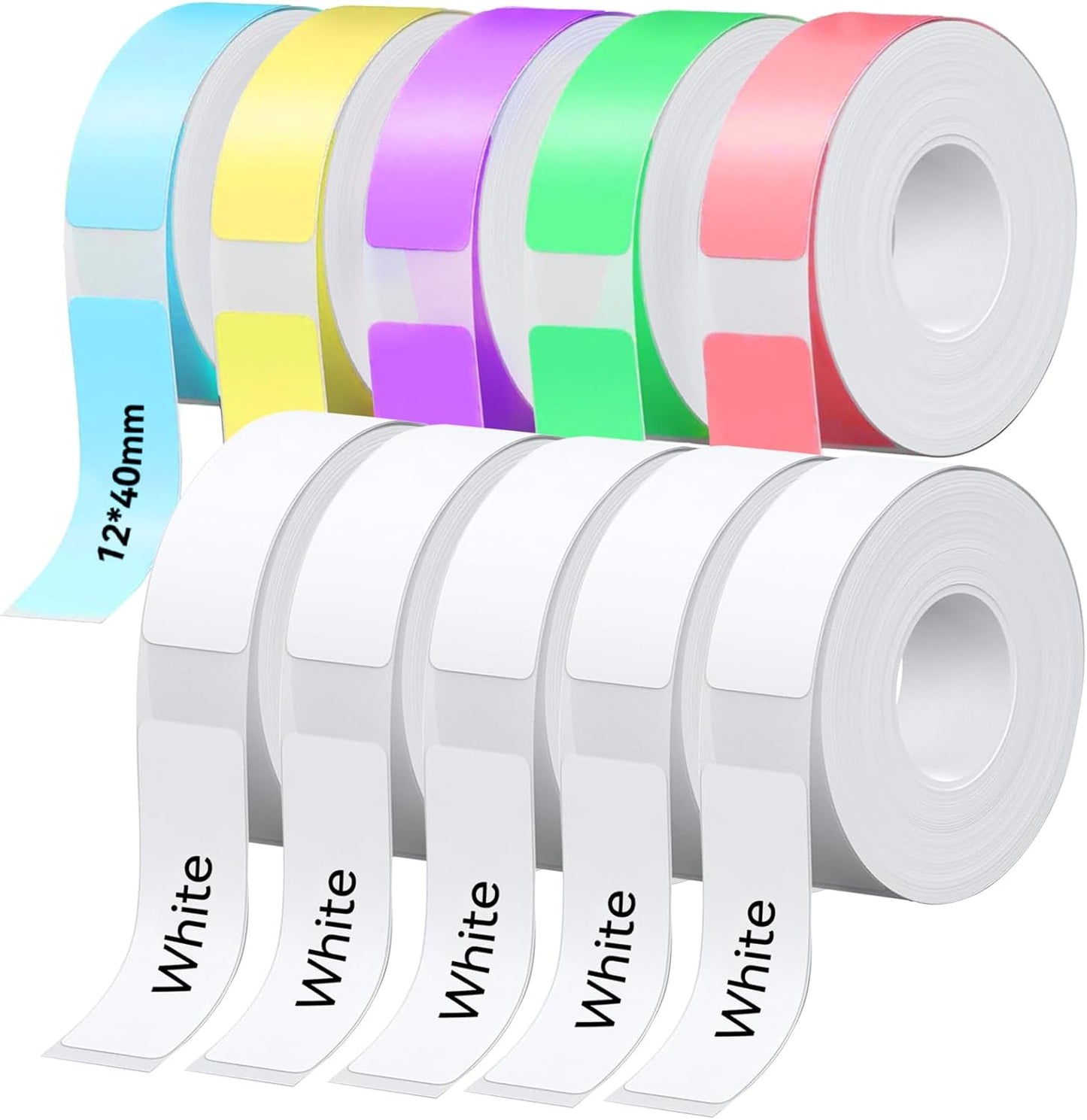 D30 P21 Label Maker Tape Refill 12mm×40mm(0.47"x1.57") Sticker, Laminated Thermal Label Tape Replacement, 1650 Labels/10Rolls, High Definition Labeling Tape for Home Office School Hotel