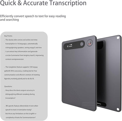 AI Voice Recorder, Transcription, Summary, Mind Map with AI Technology Support 128 Languages, 64GB Magnetic Case Audio Recorder for Lectures, Meetings, Calls