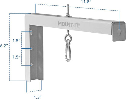 Mount-It! Projector Screen Wall Mount L-Brackets - Extra Large Wall and Ceiling Hanging Mount for Home Projector and Movie Screens, 12 inch Mounting Hooks, 1 Pair, White, 66 Lb Each Capacity