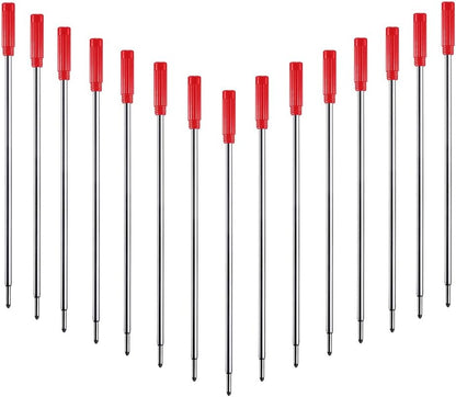 DunBong Red Ink Refill Pack of 5, Replaceable Ballpoint Pen Refills, Medium Point Metal Refill (Red)