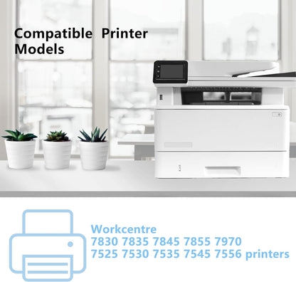 High Yield 7525 Toner Cartridge Compatible for Xerox Workcentre 7830 7835 7845 7855 7970 7525 7530 7535 7545 7556 7830i 7835i 7845i 7855i 7970i Printers (4-Pack Black Cyan Yellow Magenta