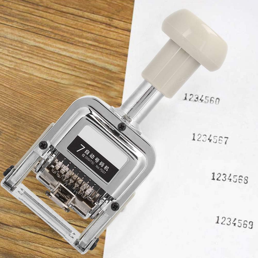 Auto Number Stamp,Numbering Stamp Automatic Bates Machine Numerator Machine,7 Digits,Stamps Print Kits,Numbering Machine Office Equipment School Supplies Automatic Transposition 7 Numder Seal