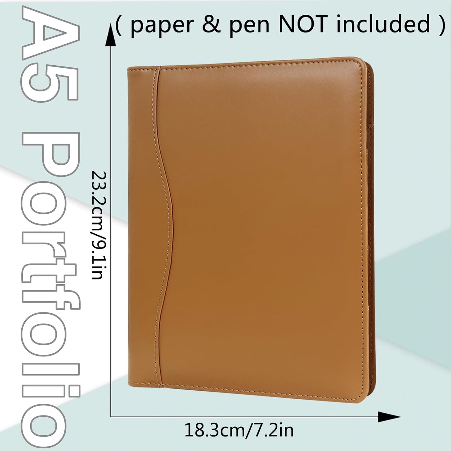 Leather Portfolio Binder 5 x 8, Mini Soft Leather Padfolio A5 Business Binder Legal Writing Pad Junior Size Document Organizer for Present Gift Kid Men Women Brown