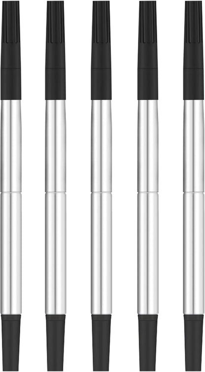 DunBong Quink Ink Rollerball, Compatible with Parker Rollerball Pens, 0.5mm Fine Point, Black Ink Refill Pack of 5, Replaceable Gel Ink Pen Refills, Smooth Writing (Black-0.5mm)