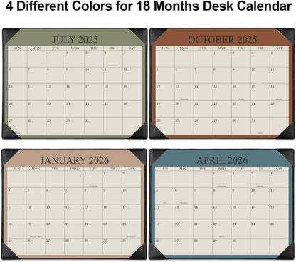 Desk Calendar 2025-2026 with Desktop Mat, 18 Month Small Desk Pad Calendar from July 2025 to December 2026, 8.5" x 11" Desk Pad Calendar 2025-2026 for Home, School Office, Black