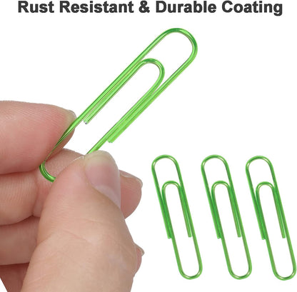 Vinaco Green Jumbo Paper Clips, 100 Pack, 2 Inch (50 mm), Durable & Rust Resistant, Great for Office, School and Personal Use
