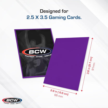 BCW Deck Guard - Double Matte Card Sleeves | 500 Count Box (10 Packs of 50 Sleeves) |Acid-Free, No PVC | Fits 2.5" x 3.5" Game Cards | Archival Safe Sleeves for Card Protection (Purple)