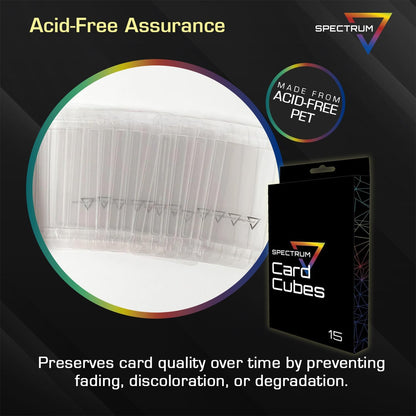 BCW Spectrum Card Cubes | Holds 15 Sleeved Cards | Crystal Clear Acrylic Storage