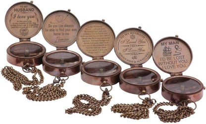 to My Husband I Love You, Brass Compass Engraved Gifts for Men, Bronze for Men, Romantic Gifts for Him/Her, Keepsake Gifts for Husband, 5th/25th 50th Wedding Ideas