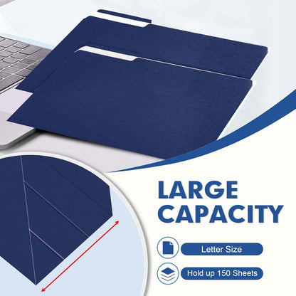 File Folder, PANDRI 120 Pack File Folder, 1/3 Cut Tab, Letter Size, Filing Folder for Office School Business, Dark Blue