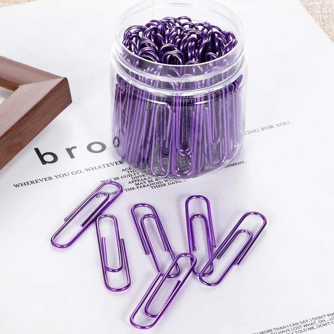 Vinaco Purple Jumbo Paper Clips, 100 Pack, 2 Inch (50 mm), Durable & Rust Resistant, Great for Office, School and Personal Use