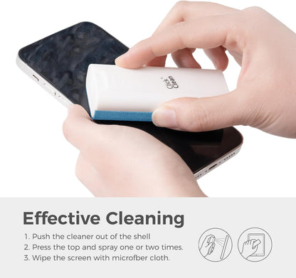 CLICK CLEAN Touchscreen Mist Cleaner, Screen Cleaner, All in One Screen Cleaner Spray with Microfiber and Phone Stand for All Phones, Laptop and Tablet Screens (Light Blue)