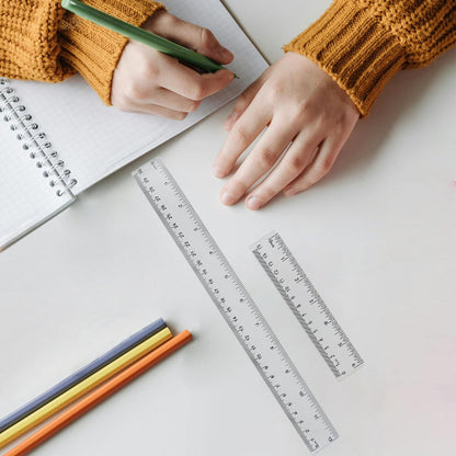 4 Pack Clear Plastic Straight Rulers, Clear Ruler Bulk, Transparent Ruler with Centimeters and Inches, for Class, Office (6 inch)
