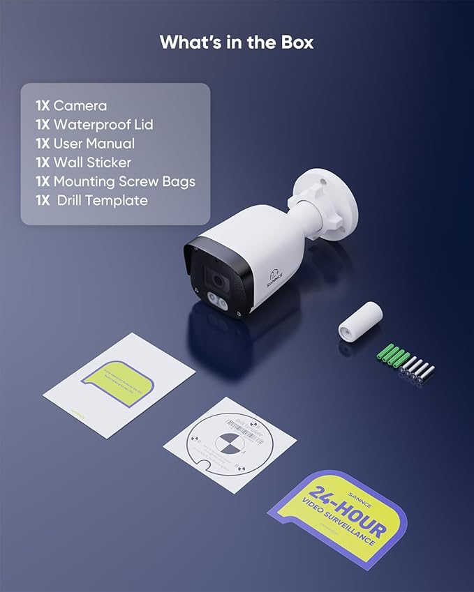 SANNCE 5MP PoE Security System, 8CH 6MP Surveillance NVR with 4PCS 5MP HD Weatherproof Bullet Cameras with H.265 Video Compression, Smart IR LED, APP Push Alert, Remote Access (NO HDD)