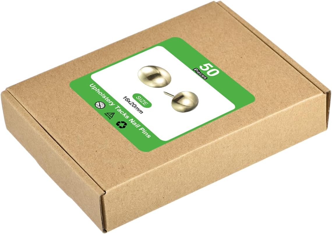 uxcell Upholstery Tack Nail Pins Furniture, 50Pcs 16x20mm Thumb Tack Pins Assortment Kit Carbon Steel for Home Sofa DIY Decorative Nail Heads Nails, Gold